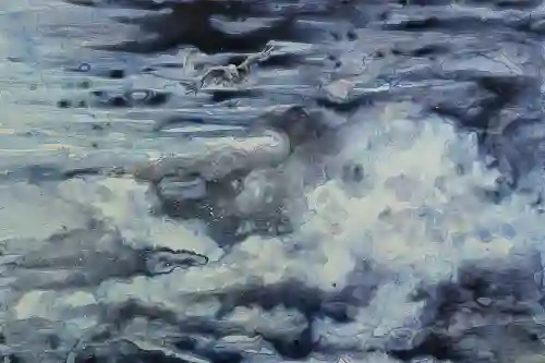 Night Flight Over Stormy Sea