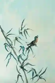 Bird Singing on Bamboo